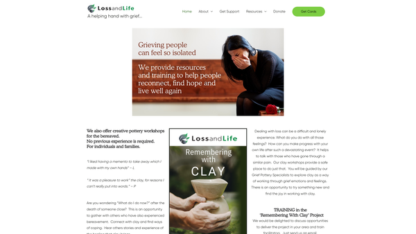 Screenshot of the Loss And Life website