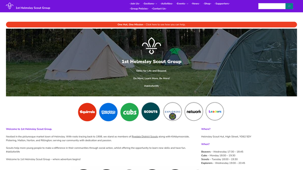 Screenshot of the 1st Helmsley Scout Group website