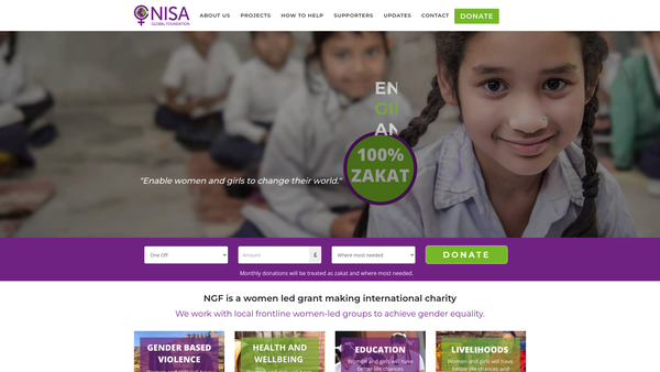 Screenshot of the Nisa Global Foundation website
