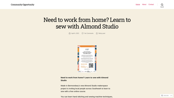 Screenshot of the Community Opportunity website