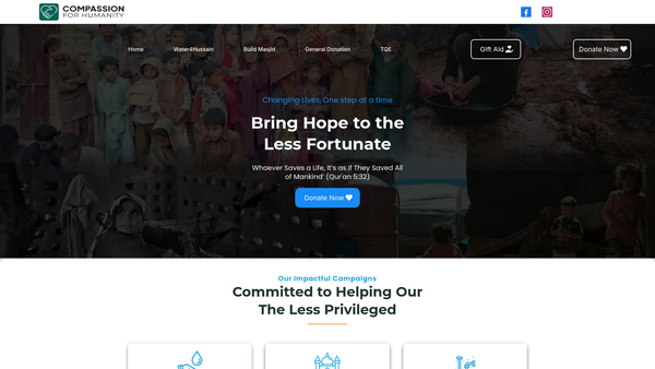 Screenshot of the Compassion For Humanity website
