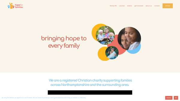 Screenshot of the Hope For Families website
