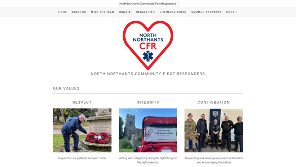 Screenshot of the North Northants First Responders website