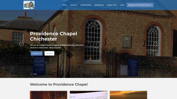 Screenshot of the Providence Chapel, Chichester website