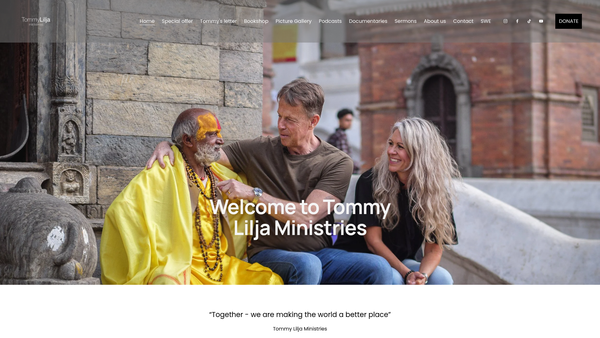 Screenshot of the Tommy Lilja Ministries website