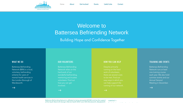 Screenshot of the Battersea Befriending Network (Bbn) website