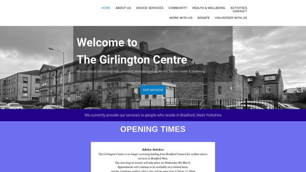 Screenshot of the The Girlington Centre website