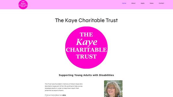 Screenshot of the The Kaye Charitable Trust website