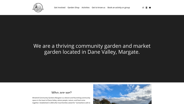 Screenshot of the Windmill Community Gardens Margate website
