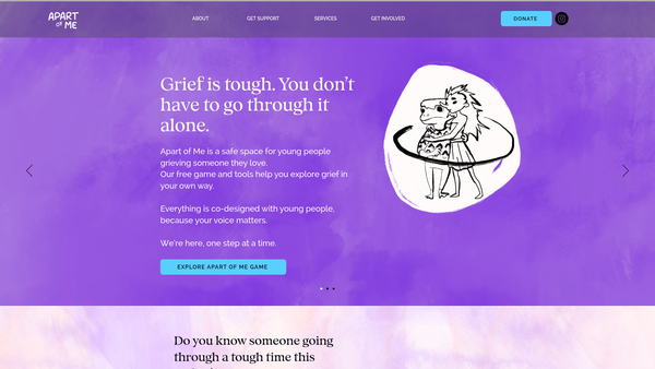 Screenshot of the Apart Of ME website