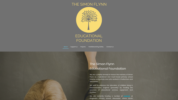 Screenshot of the The Simon Flynn Educational Foundation website
