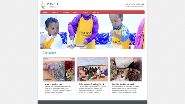 Screenshot of the Mango & Friends website