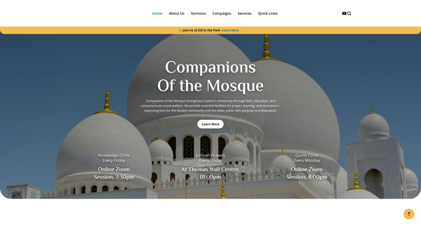 Screenshot of the Companions Of The Mosque website