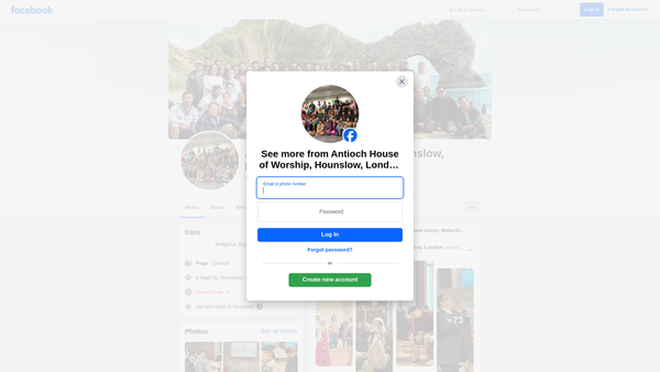 Screenshot of the Antioch House Of Worship West London website