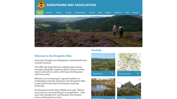 Screenshot of the The Shropshire Way Association website