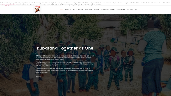 Screenshot of the Kubatana Together As One website