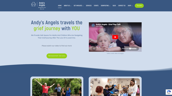 Screenshot of the Andy's Angels website