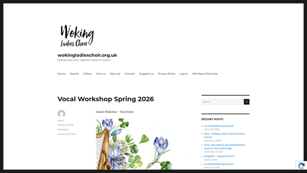 Screenshot of the Woking Ladies Choir website
