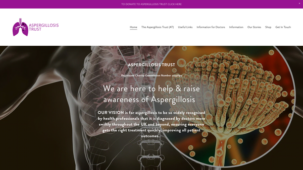 Screenshot of the Aspergillosis Trust website