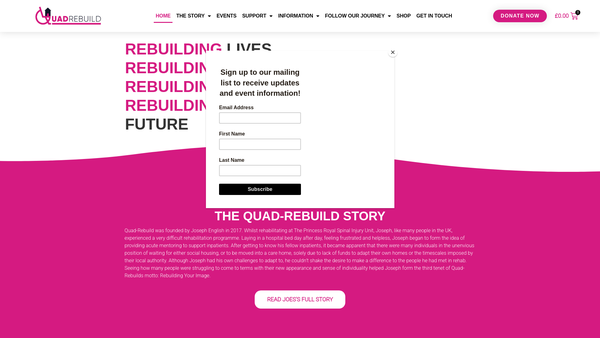 Screenshot of the Quad-Rebuild website