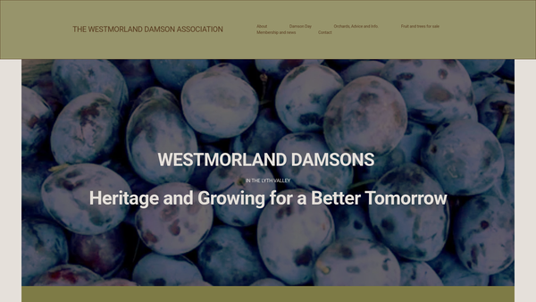 Screenshot of the Westmorland Damson Association website