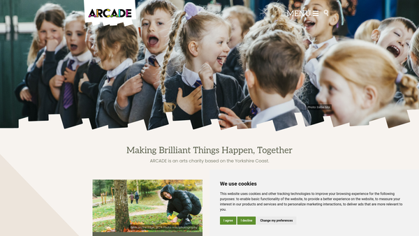 Screenshot of the Arcade Arts Ltd website