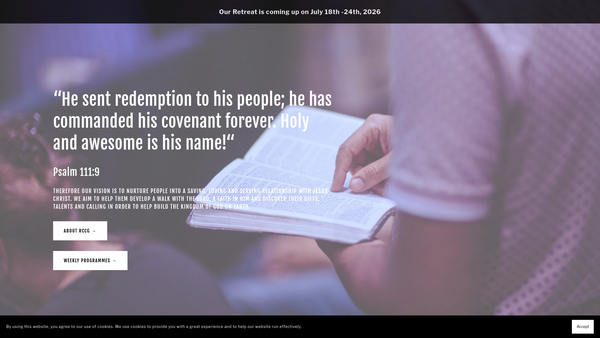 Screenshot of the The Redeemed Christian Church Of God Redemption Ground website
