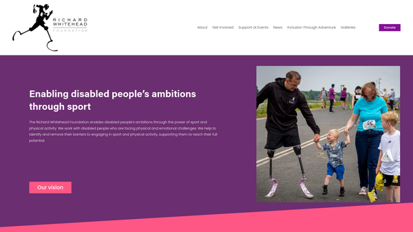 Screenshot of the The Richard Whitehead Foundation website