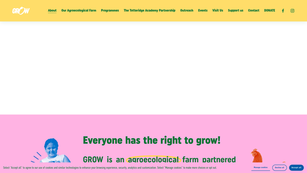 Screenshot of the We Are Grow website