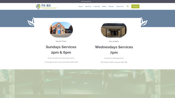 Screenshot of the The Potter's House Christian Fellowship UK Milton Keynes Church website