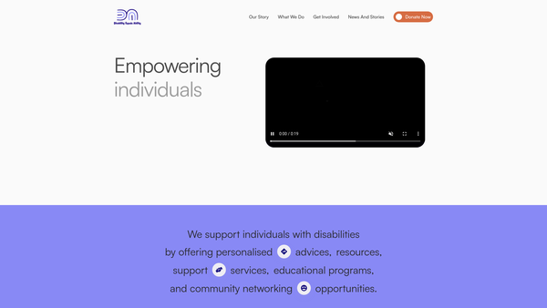 Screenshot of the Disability Equals Ability website