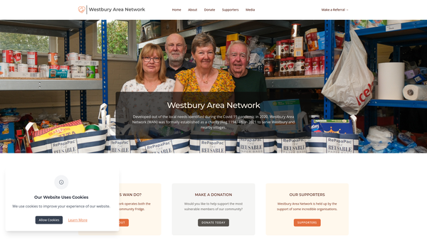 Screenshot of the Westbury Area Network website