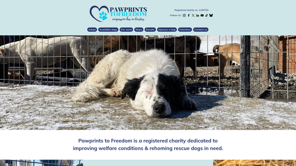 Screenshot of the Pawprints To Freedom Limited website