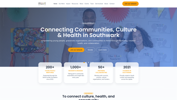 Screenshot of the The Black Society website