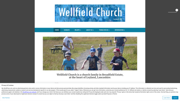 Screenshot of the Wellfield Church website
