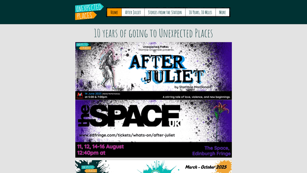 Screenshot of the Unexpected Places Limited website