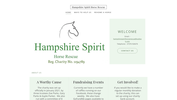 Screenshot of the Hampshire Spirit Horse Rescue website