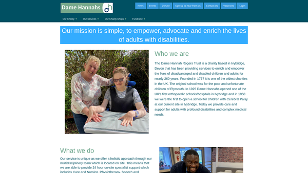 Screenshot of the Dame Hannah Rogers Trust 2019 Limited website