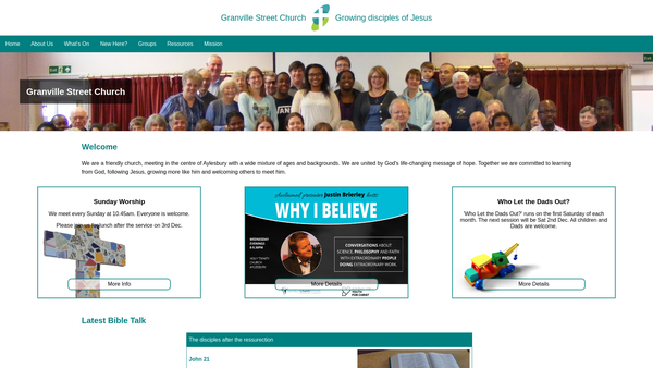 Screenshot of the Granville Street Evangelical Church website