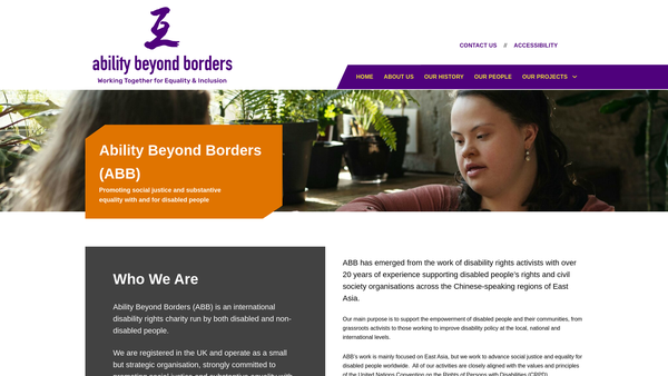 Screenshot of the Ability Beyond Borders website