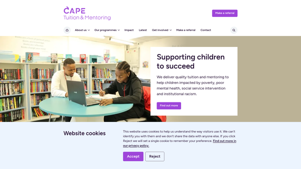 Screenshot of the Cape Mentors Charitable Trust website