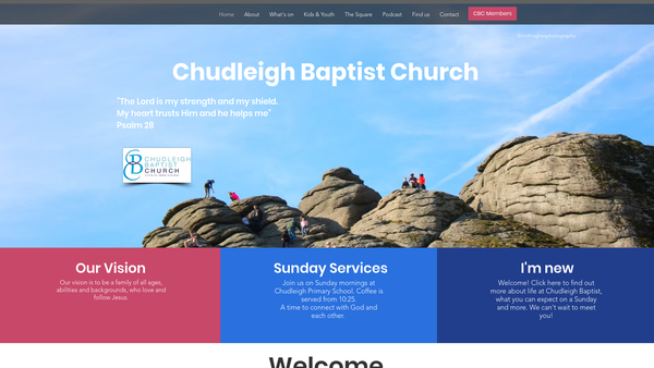 Screenshot of the Chudleigh Baptist Church website