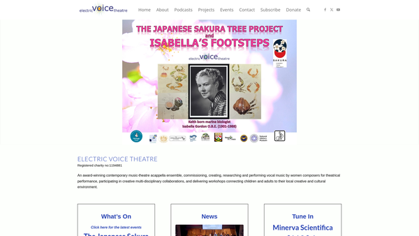 Screenshot of the Electric Voice Theatre website