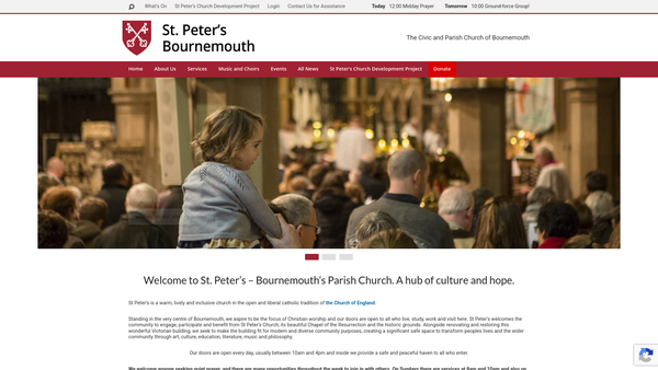 Screenshot of the St Peter's Choral Foundation website