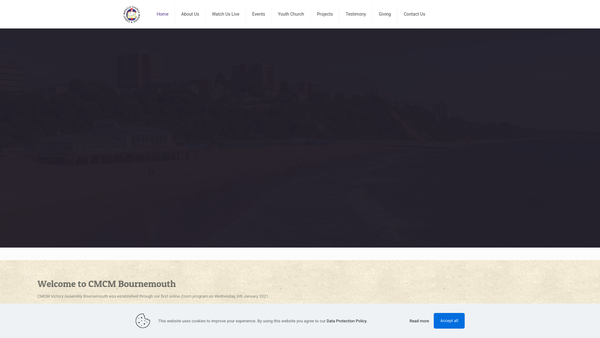 Screenshot of the Christ Miracle Church Mission Bournemouth ( Victory Assembly) website