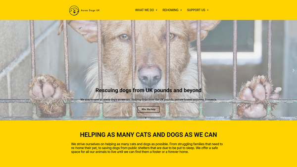 Screenshot of the Auras Dogs UK website