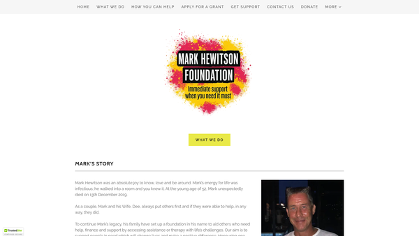 Screenshot of the Mark Hewitson Foundation website