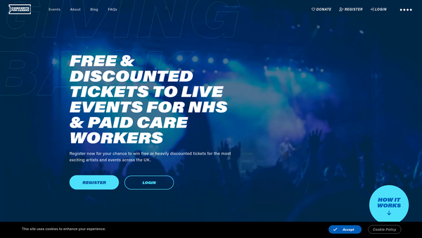 Screenshot of the Concerts For Carers Ltd website