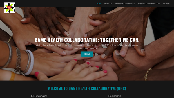 Screenshot of the Bame Health Collaborative (Bhc) website