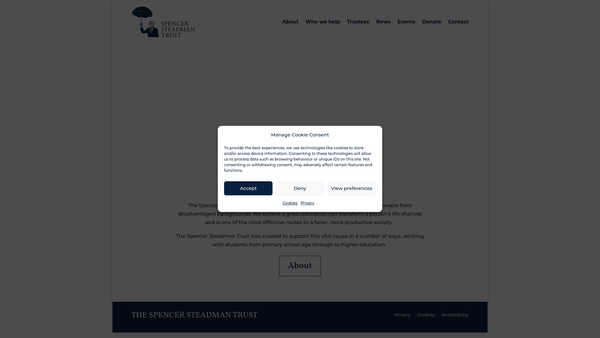 Screenshot of the The Spencer Steadman Trust website